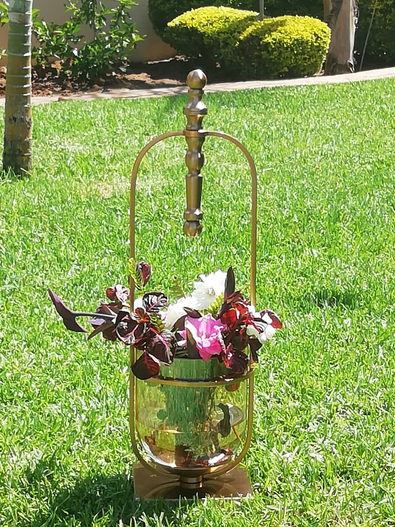 Antique Cast Wrought Iron Flower Vase With Stand
